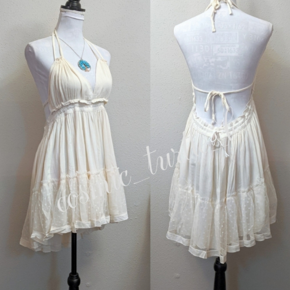 New Boho Backless Halter Mesh Mini Dress Plus Size Too! - Picture 10 of 11